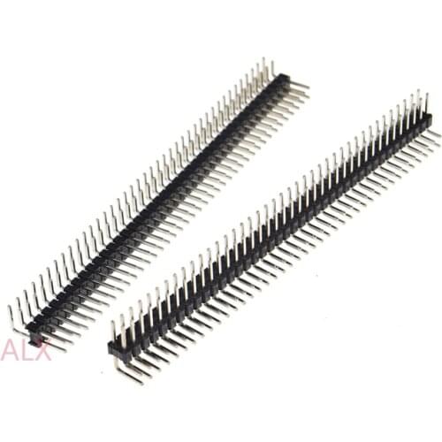 5PCS 2X40 PIN Double row MALE 2.54MM PITCH Right Angle PIN Header connector Strip 2X40PIN 2*40 40p 40PIN FOR PCB BOARD ARDUINO