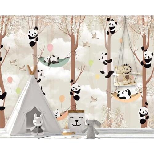 Beibehang Custom wallpaper photos cartoon panda tree childrens room kindergarten background walls decorative mural 3d wallpaper