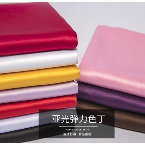 Smooth elastic color cloth In the pure color lining cloth material In the base cloth fabric Satin silk-like dress shirt