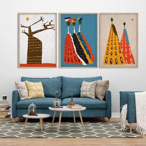 African Boho Baobab Tree Canvas Painting Wall Art Nordic Posters and Prints Wall Pictures for Living Room Decoration Frameless