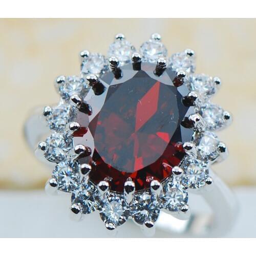 Garnet 925 Sterling Silver Top Quality Fancy Jewelry wedding Ring Size 5 6 7 8 9 10 11 F1180