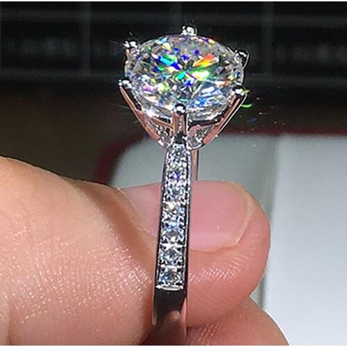 10K Au417 White Gold Women Wedding Party Engagement Ring 1 2 3 4 5 Carat Round Moissanite Diamond Ring Crown Trendy Classic Gift