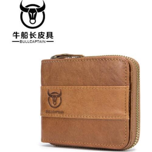BULLCAPTAIN 2018 New Arrival Mens Wallet Cowhide Coin Purse Slim Carteira Designer Brand Wallet clutch leather wallet 3 color