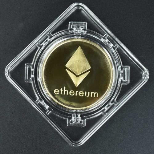 Creative Souvenir Gold Plated Ethereum Coin Crypto with spin case Metal Commemorative Coin