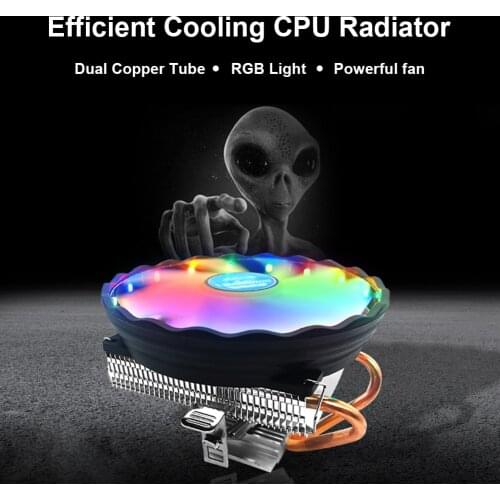 2 Heat Pipes CPU Cooler RGB 120mm Fan Low Profile Computer Air Cooling Radiator for AMD AM3+ AM3 AM2+ AM2 FM2 FM1 LGA Socket