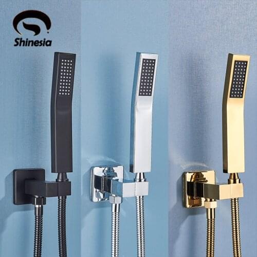 Shinesia Matte Black Bathroom Handshower and 150cm stainless steel Shower Hose Wall Mounted Faucet Accessory 13 Types