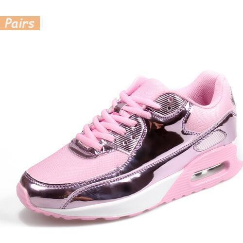 Fashion Pu Leather Women Sneakers Breathable Mesh Women Casual Shoes Flat Shoes Women Vulcanize shoes gold Silver Women Shoes 46