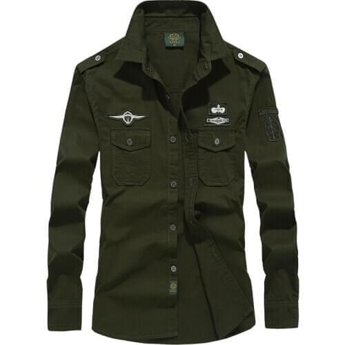 Mens Shirts Military Safari Cotton Shirt Casual Retro Outdoor Slim Fit with Pocket Long Sleeve Vintage Streetwear Drop Shipping
