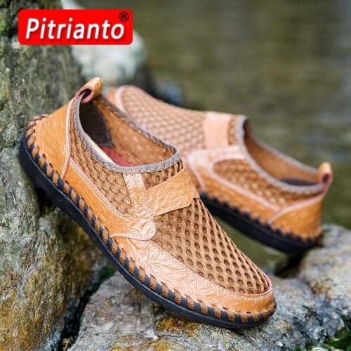 Plus Size 50 Men Casual Shoes Summer New Men Sandals Air Mesh Lightweight Breathable Water Slip-On Shoes Men Sneakers Sandalias