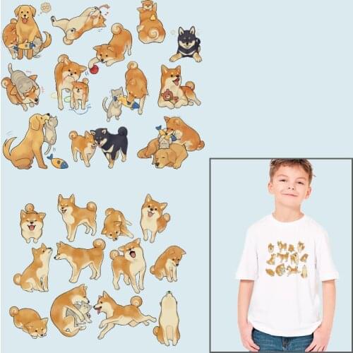Patterns of dogs animals Ironing stickers Heat Transfer PVC Patch Washable Applique on Clothes Vinyl Sticker For Clothes