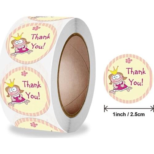 50-500Pcs Cartoon Thank You Stickers Seal Labels Pink Cute Stickers for Envelope Seal Labels Scrapbooking Stationery Stickers