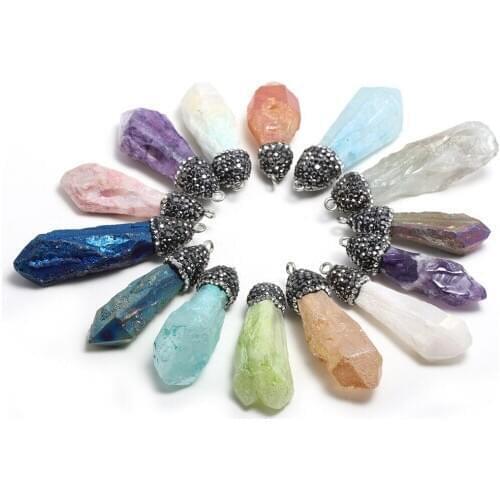 Natural Crystal Pendant Infinity 14 Materials For Jewelry Making DIY Necklace Bracelets 10x30-15x40mm