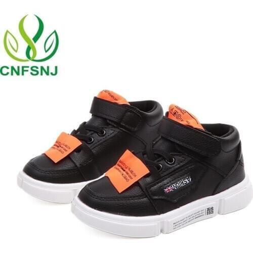 CNFSNJ 2018 New autumn winter Children high help Sneakers Baby boys Girls white Shoes leather Kids Sneakers Polka Dot Flat