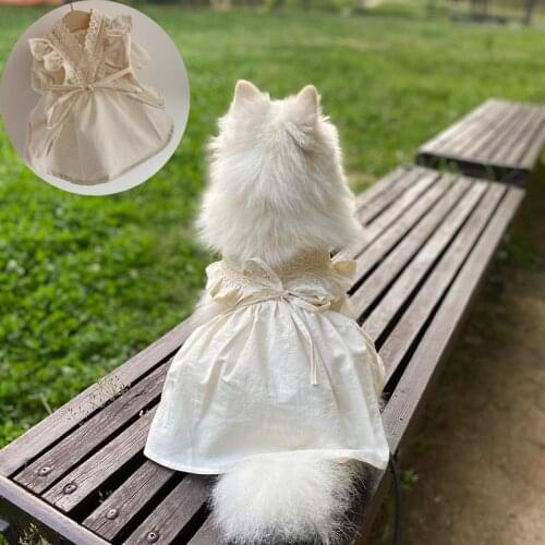 Pet Clothes Dog white Dress For Dogs Skirt Summer spring Princess Dog Wedding Dresses York Clothes For Dogs Skirts Pet Cat Dress