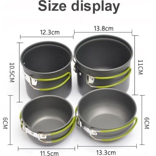 Portable Outdoor Picnic Hiking Camping 2-3 Person Cookware Dinner Set Pot and Gas Stove Combinate Cooker Camp Cooking Supplies