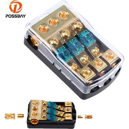 POSSBAY 30A/60A/80A/100A/150A 1 in 3 Out Car Boat Vehicles Stereo Audio Fuse Holder Fuse Box Fuseholder Crystal Interior Parts