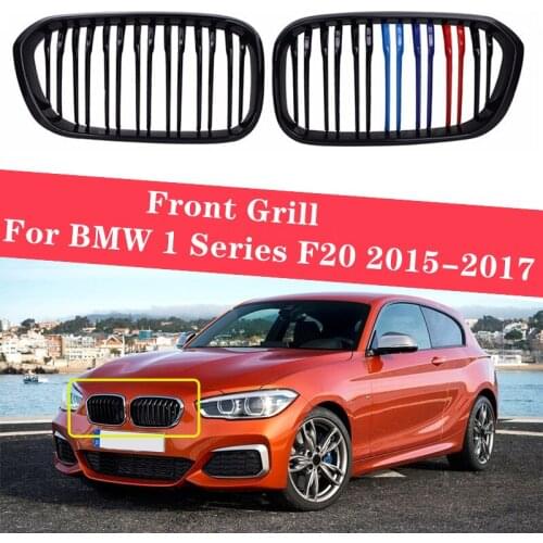 Car Front Bumper Grilles Kidney Racing Grill For BMW 1 Series F20 2015-2017 Double Slat Replacement Grille 2PCS