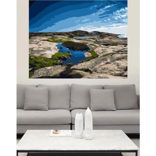 ROYALDREAM Mountain hot spring Abstract Painting Diy Digital Painting By Numbers Modern Wall Art Picture For Home Wall Artwork