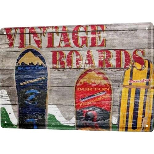 SINCE 2004 Nostalgic Tin Sign Metal Plate Decorative Sign Home Decor Plaques Wall Plate Snowboards Vintage Mountains