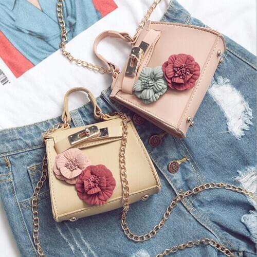 Chains Crossbody Bag For Women Mini Flap Bag Flowers Appliques Floral Handbag Women Shoulder Bag Chain Messenger Small Handbags