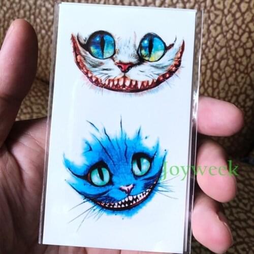 Temporary Tattoo sticker Alice In Wonderland Cheshire Cat Ink painting watercolor flash tatoo fake tatto for men women