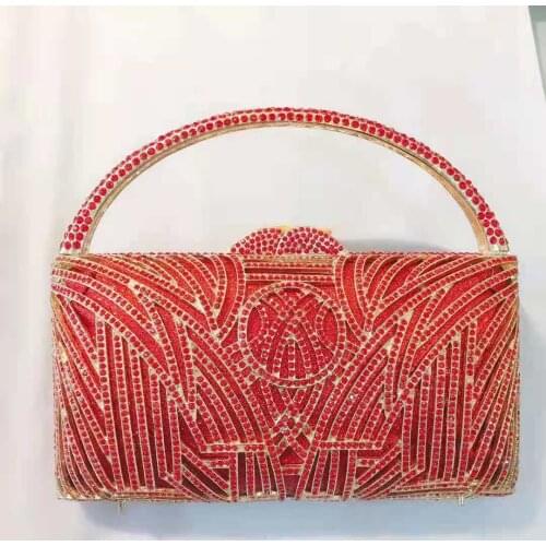 XIYUAN Rose gold Color Rhinestone Women Crystal Evening Purses Hard Case Diamond Clutch Minaudiere Bags Wedding Party Handbags