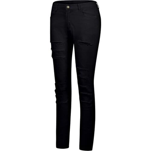 Womens Tights Cotton New Ripped Sexy Fashion High Waist Casual Spring And Autumn Commuting Solid Color Women Small Feet Pants