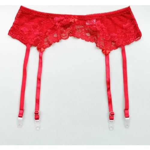 Womens Black/Red Solid Color Lace Bowknot Sexy Garter Belt for Stocking, Sexy Lingeries Underwear Gift GA1636