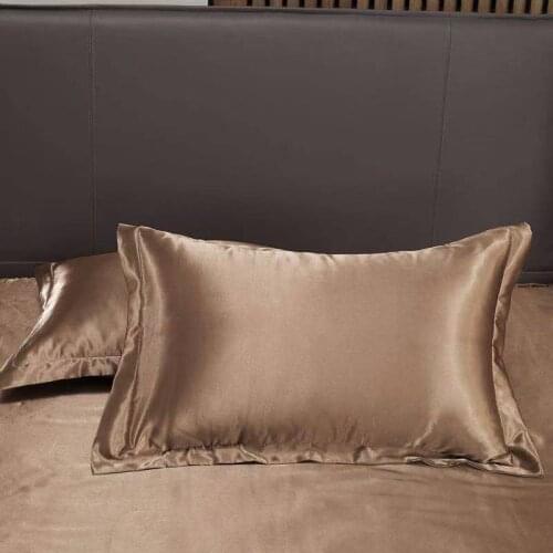 1Pc Emulation silk Satin Pillowcase Pillow Case Silk Pillow Case 48x74cm Various Colors to Choose Standard/Queen