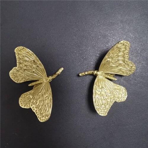 1Pc American Retro Brass Butterfly Handles Nordic Wardrobe Door Cabinet Shoe Cupboard Door Small Knob Single Hole Handle