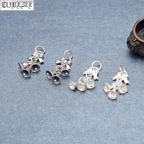 100% 925 Silver Bell Charm Vintage Sterling Bell Small Pendant DIY Bracelet Charm