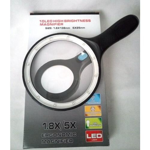 138mm Lens Handheld Magnifier 1.8X 5X LED Illuminated Reading Magnifying Glass Gift
