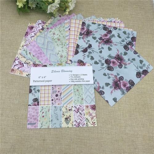 24 sheet 6"X6"Lovely Silence Blooming flower patterned paper Scrapbooking paper pack handmade craft paper craft Background pad