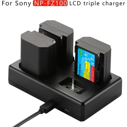3 Pcs NP-FZ100 NPFZ100 NP FZ100 2600mAh Battery + 3 card slots LCD Charger For Sony NP-FZ100, BC-QZ1, Sony a9, a7R III, A6600