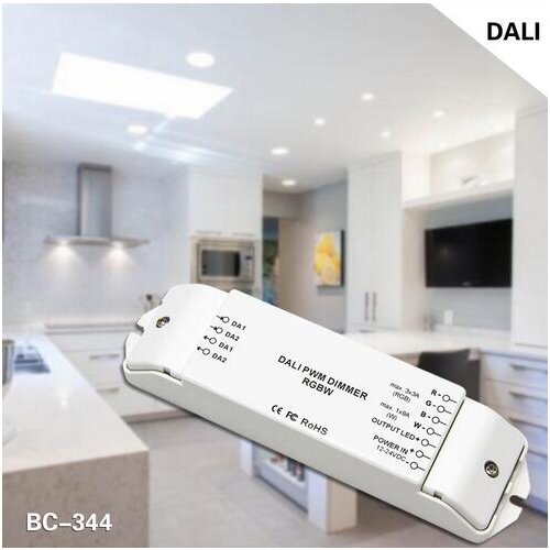 BC-344 CV 4 channels led DALI RGBW driver ,dc12-24v RGB:3A/CH*3 W:9A/CH*1 4096 levels