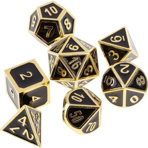 7 Pieces Zinc Alloy Enamel Multi Sided Dices D4-D20 for RPG Board Game Accessory