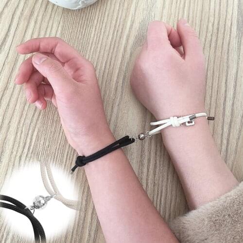 Key Lock Couple Bracelet Gift Handmade Adjustable Forever Love Relationship Best Friend Bracelet Magnetic Bracelets Set Couple