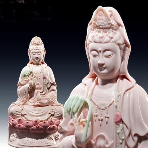 Buddhism Efficacious protection High grade COLOR Porcelain Guanyin Avalokitesvara Buddha God HOME shrine altar FENG SHUI statue