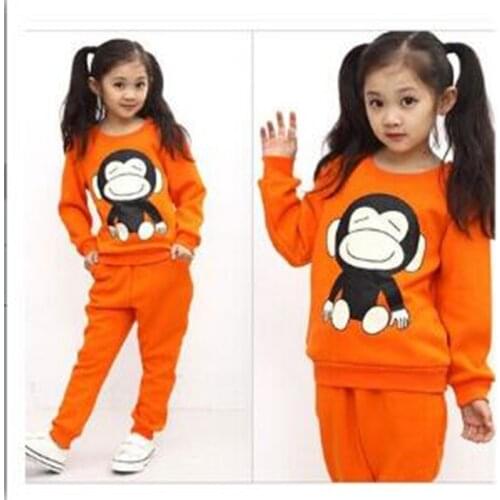 Boy Girl Child Kids Cartoon Cotton Long Sleeve+pants Childrens Clothes Sets Wear Autumn New Kids Sets 2-5 Ages Green Orange