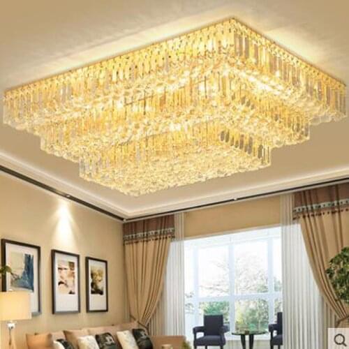 European rectangular crystal ceiling lamp living room lamp atmosphere modern bedroom ceiling lamps LED restaurant lighting lamps