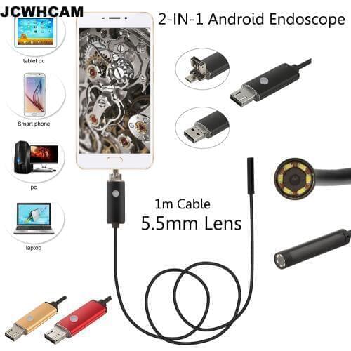 5.5mm USB Android Endoscope Camera 1M 2M 5M Smartphone Flexible Snake Camera Android PC USB Borescope Camera For Car Fix