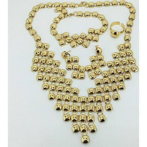 HOT Fashion jewelry set Nigeria Dubai gold-color African bead jewelry wedding jewelry set african beads jewelry sets