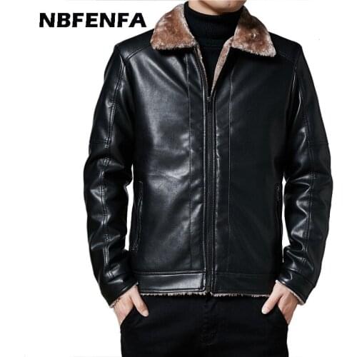 Men Winter Jackets Faux Leather PU Coats Fleece Solid Vintage Outwears Outdoor Sport Biker Motorcycle Jacket Men Clothing LX130