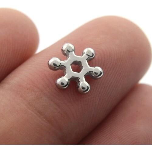 316l Stainless Steel European Lovely Snowflake Small Hole Spacer beads Charms for DIY Beaded Bracelets Jewelry