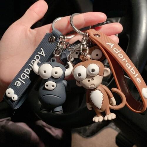 2021 New Funny Ugly Cute Eye-Eye Elephant Keychain Cute Cartoon Epoxy Eye-Eye Cow Car Key Chain Ring Bag Pendant