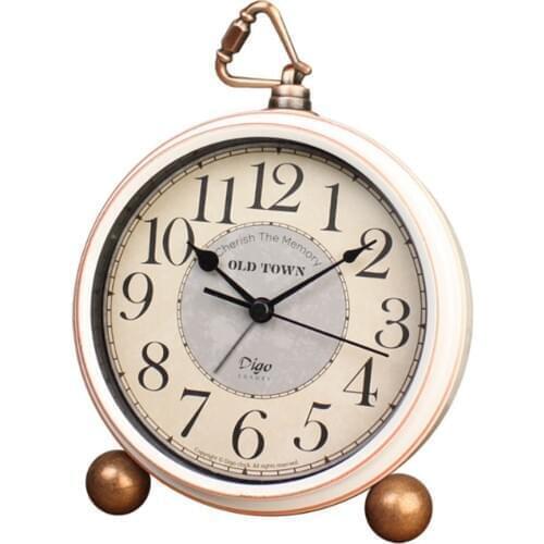 Hot European Retro Alarm Clock Creative Student Bedroom Metal Clocks Table Watch American Silent Small Table Clock Kids Gift