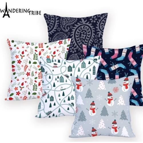 Christmas Pillow Cover for Sofa Chair Decorative Creative Home Cushion Cover Geometirc Almohadones Decorativos Custom