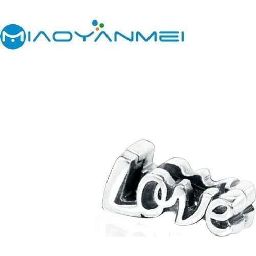 School Gift 925 Sterling Silver Beads “Love” Clip Charm Fit Original Pandora Bracelets Women DIY Fashion Jewelry
