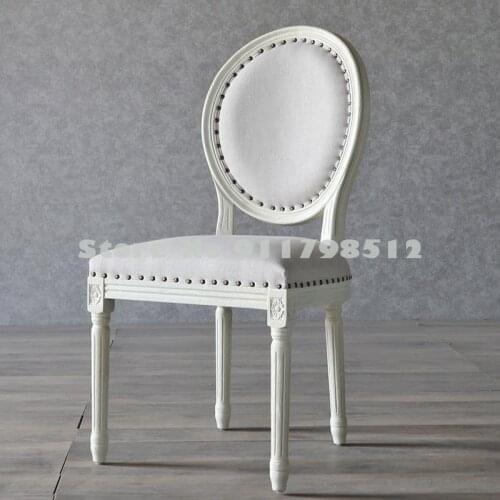 American princess style study chair nail salon makeup chair European Mediterranean retro ivory white dining chair lounge chair