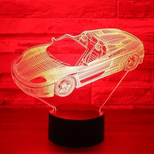 3D LED Night Light Roadster Sports Car with 7 Colors Light for Home Decoration Lamp Amazing Visualization Optical Illusion